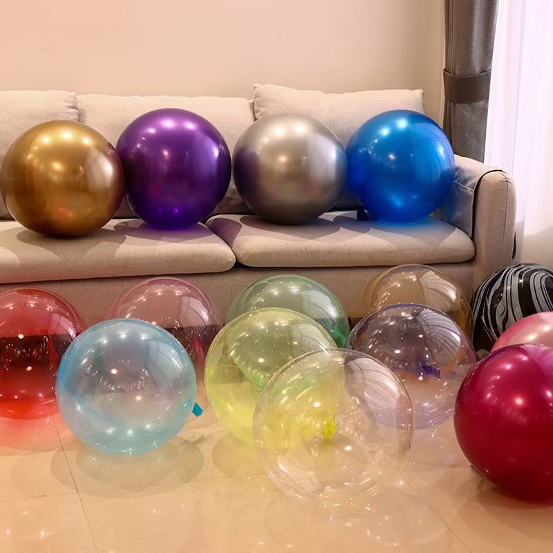Hot Sale ins 10 18 24 36 inch Colorful Bobo Plastic Bubble stuffing balloons Stretchable Transparent Inflatable clear globo