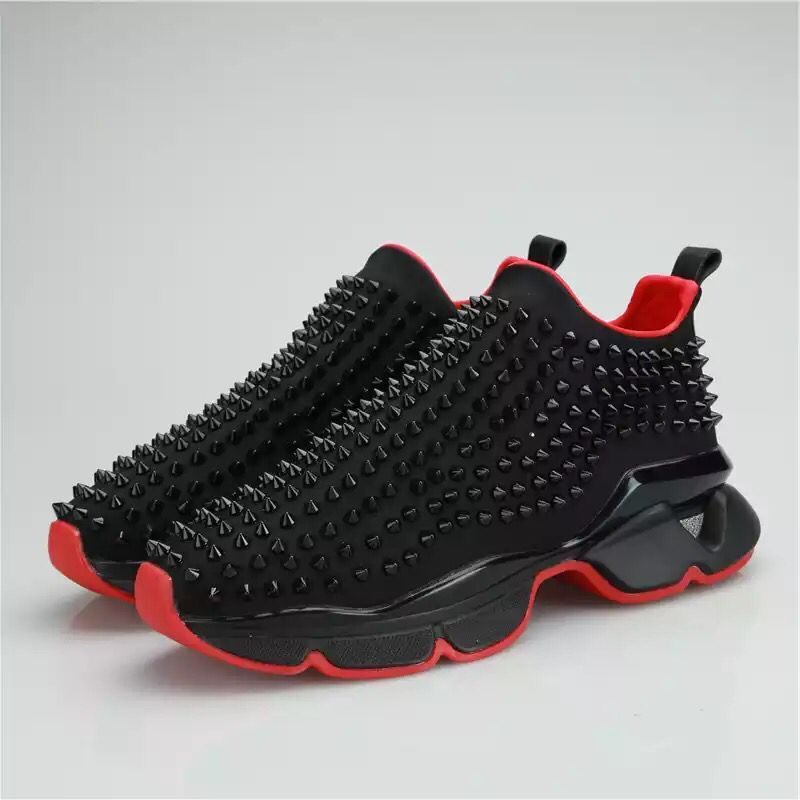 TX 2021 fashion brand black spike casual breathable soft sports shoes for women thick-soled non-slip running red bottom sneakers