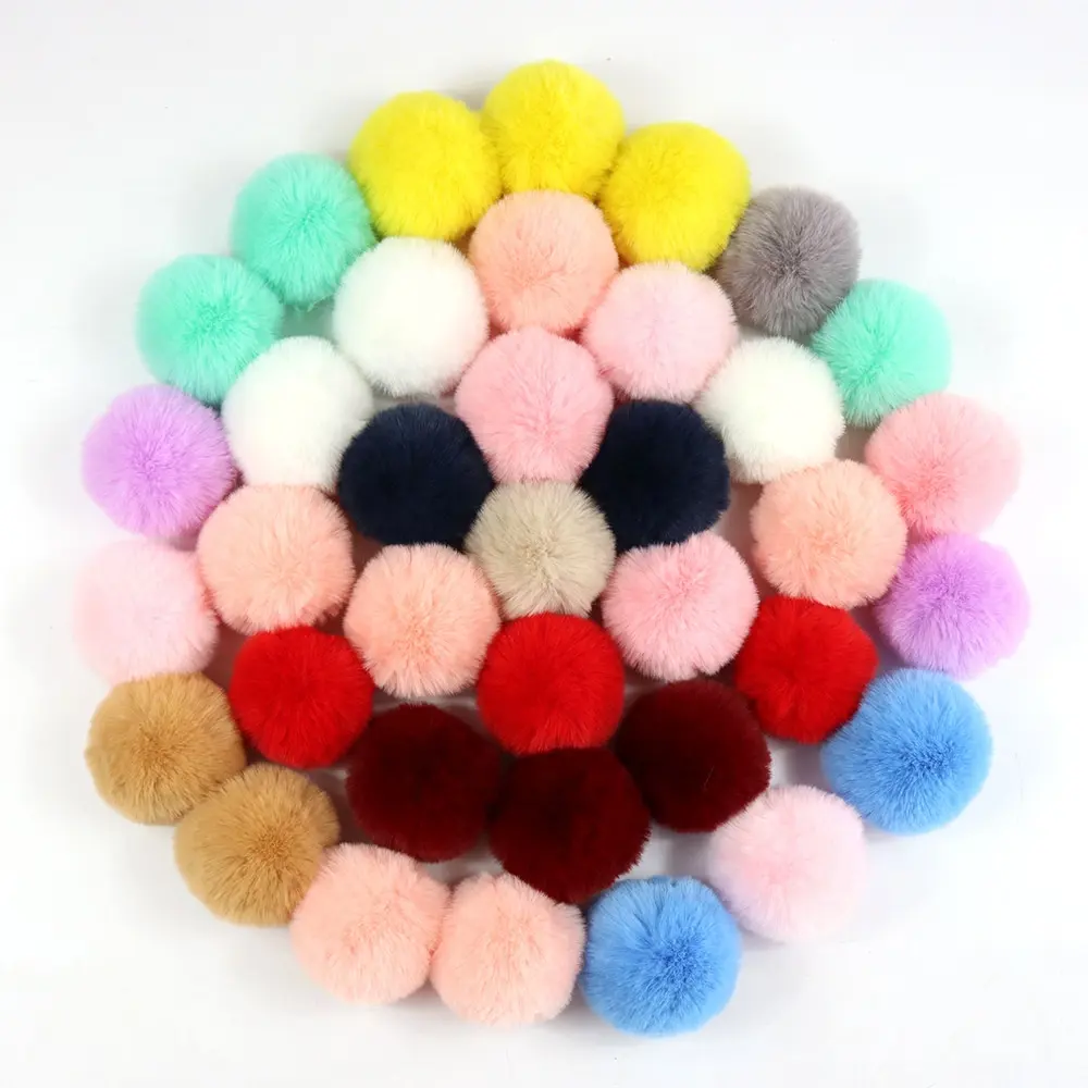 2023 furball 01-5cm  low price small size   Artificial rabbit Fur ball Pompom for diy hair clip dress shoes accessory