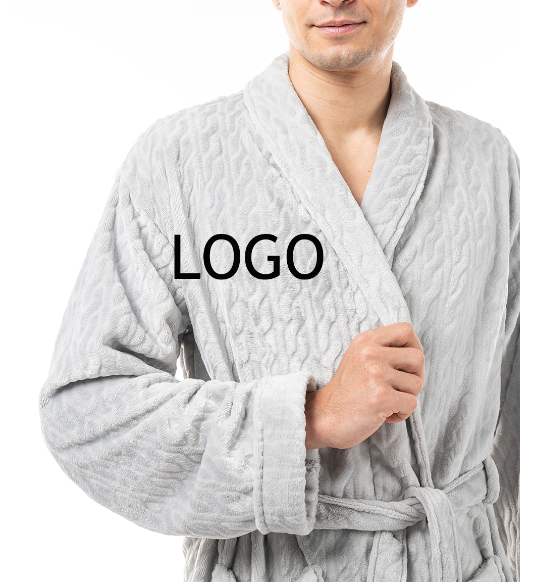 Wholesale Bathrobe Mens Hotel Luxury Soft fleece Men Bathrobe Thermal Bathrobe Men Spa Robes Unisex Fleece Robe