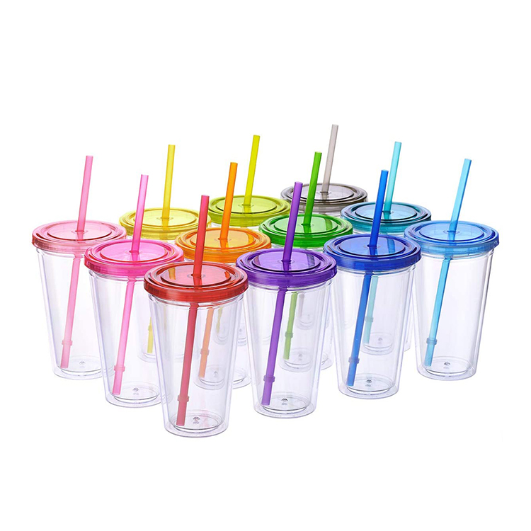 Стакан Sippy, акриловые чашки, двойная стенка, изолированный матовый пластиковый стакан с трубочками для очистки, настраиваемая Подарочная чашка «сделай сам»
