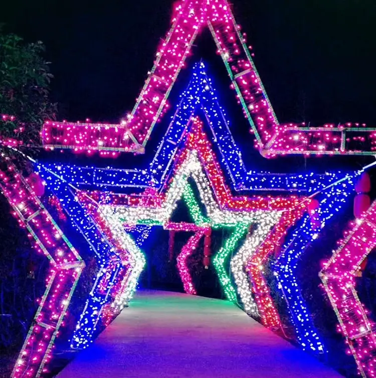 Outdoor Large LED Christmas Lights 3D Star Arch Motif Lights