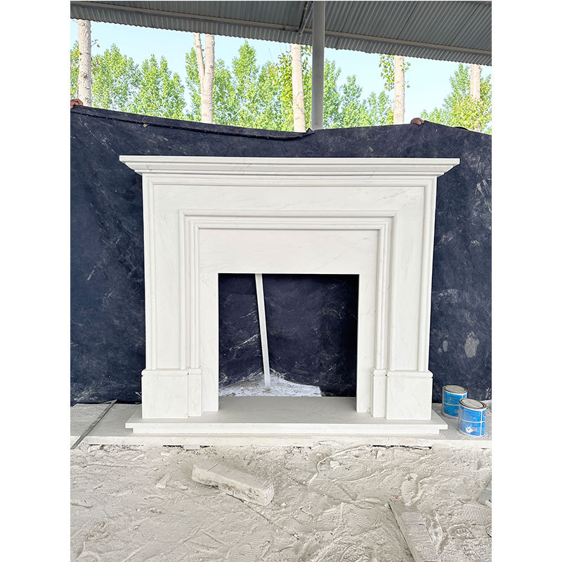 HZX Decorative Hand Carved Fashion Indoor White Natural Stone Mental Marble Fireplace
