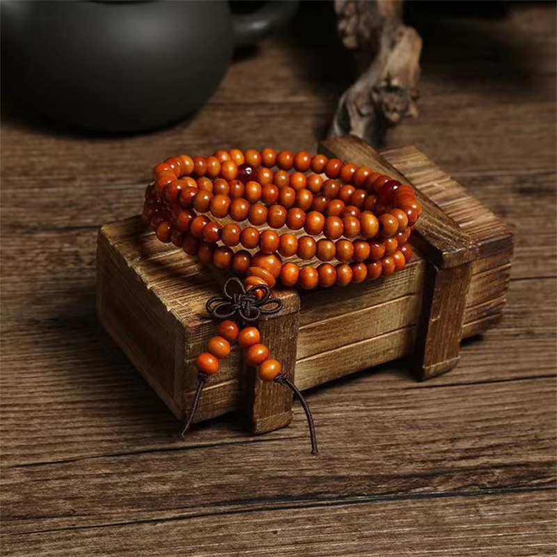 108 Beads 6mm/8mm Imitation Sandalwood Buddhist Bracelets Buddha Prayer Wood Beaded Bracelet Multi-layer Wrist Chain Women Women
