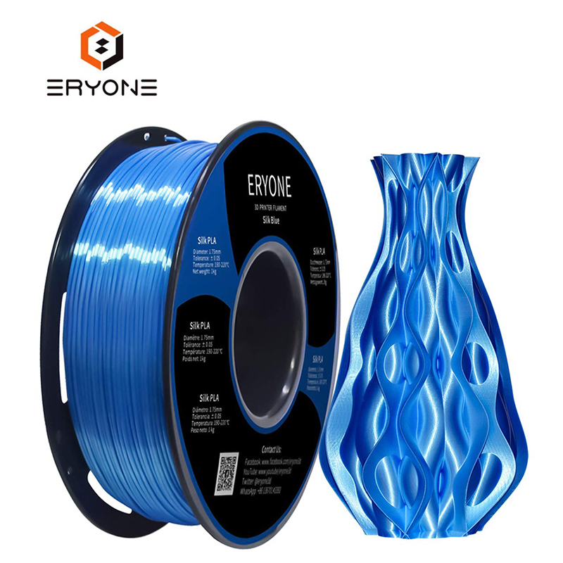 Eryone PLA Filament 1.75mm Silk Blue Silky Shiny Filament PLA Smooth Printed 3D Printer Filament 1kg/roll