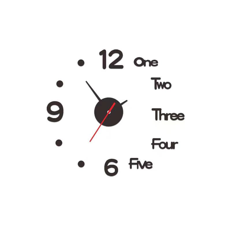 Creative 3D acrylic wall clock DIY clock mute wall paste clock