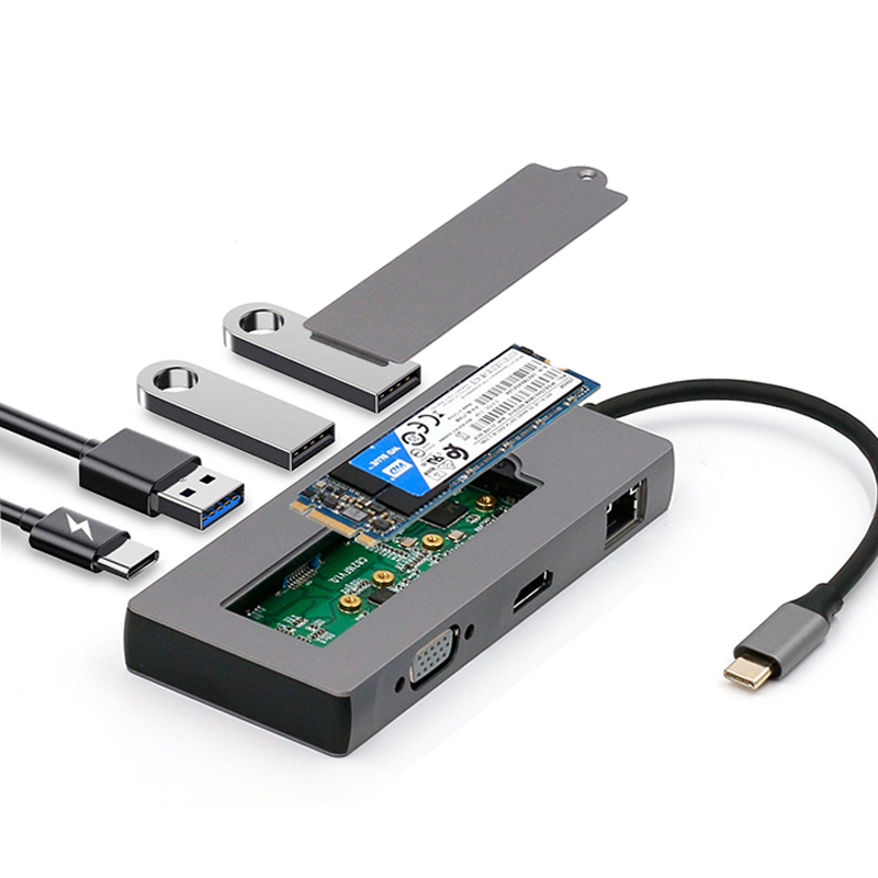 2020 новейший стиль алюминиевый сплав портативный жесткий диск 8 в 1 usb c док-станция USB концентраторы usb c док-станция