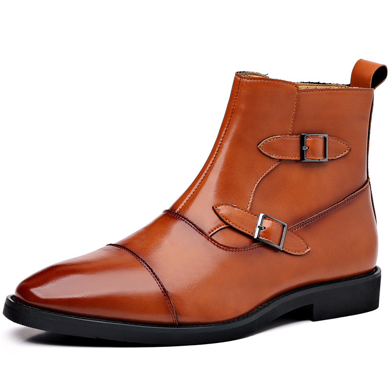 Wholesale acceptance of custom men's leather fashion men's boots, leather crocodile short boots, men's dress shoes