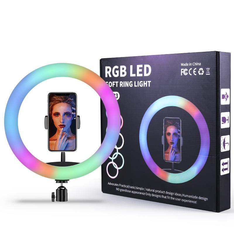 Новый 10-дюймовая цветная (RGB) кольцо заполняющего света 26 см якорь красоты и макияжа поддержка в реальном времени красочное кольцо свет