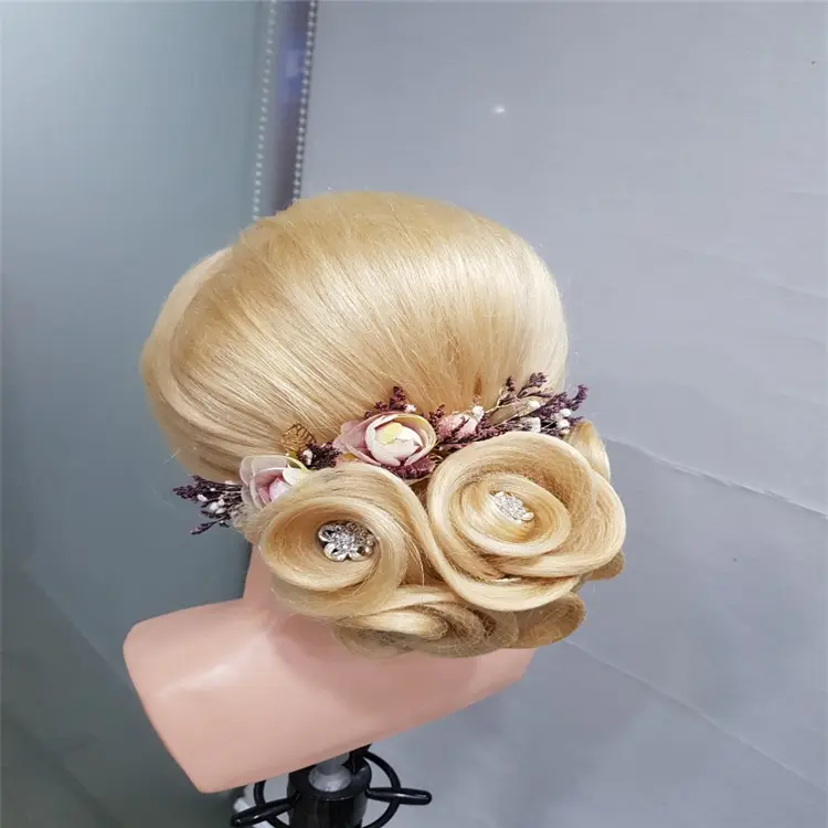 Professional Hairdresser Hair Styliest Education Mannequin Head 613# Blond Human Hair Mannequin Training Head