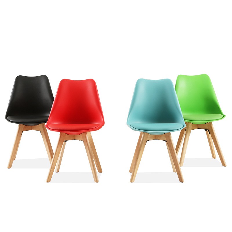 Free Sample Home Furniture White Wooden Legs Dinner Chair PP Shell Kitchen Dinning Chair Modern Style Tulip Plastic Chairs