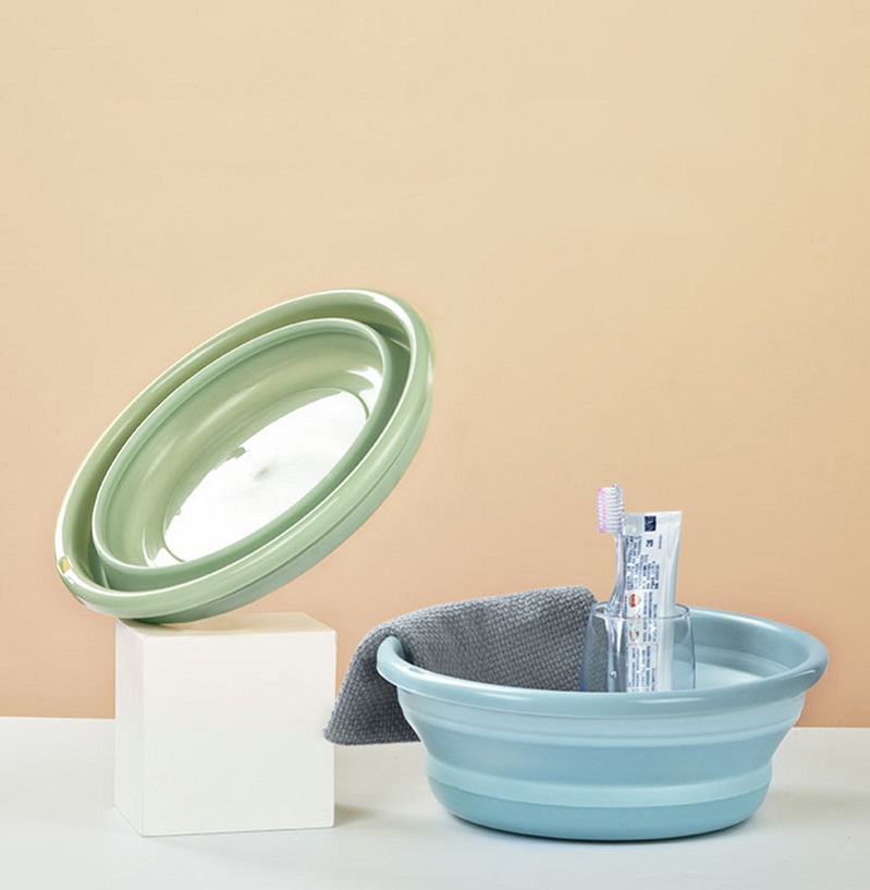 Multi Purpose Portable Basin Hanging Hole Round Lightweight Collapsible Wash Basin