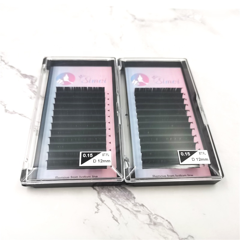 Korea Imports PBT Raw Materials Lashes Extension Vendor Super Soft Long Lash Trays 0.2 Ellipse Flat Eyelash Extensions Supplies
