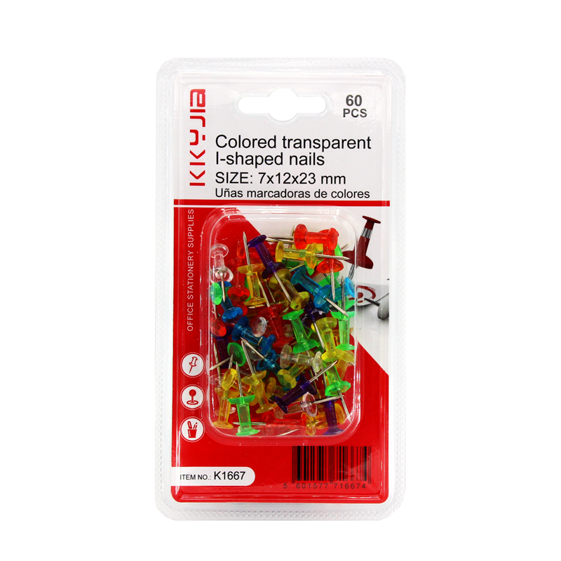 K1667 New packaging Colored transparent Thumb Tack push pin Factory outlet wholesale
