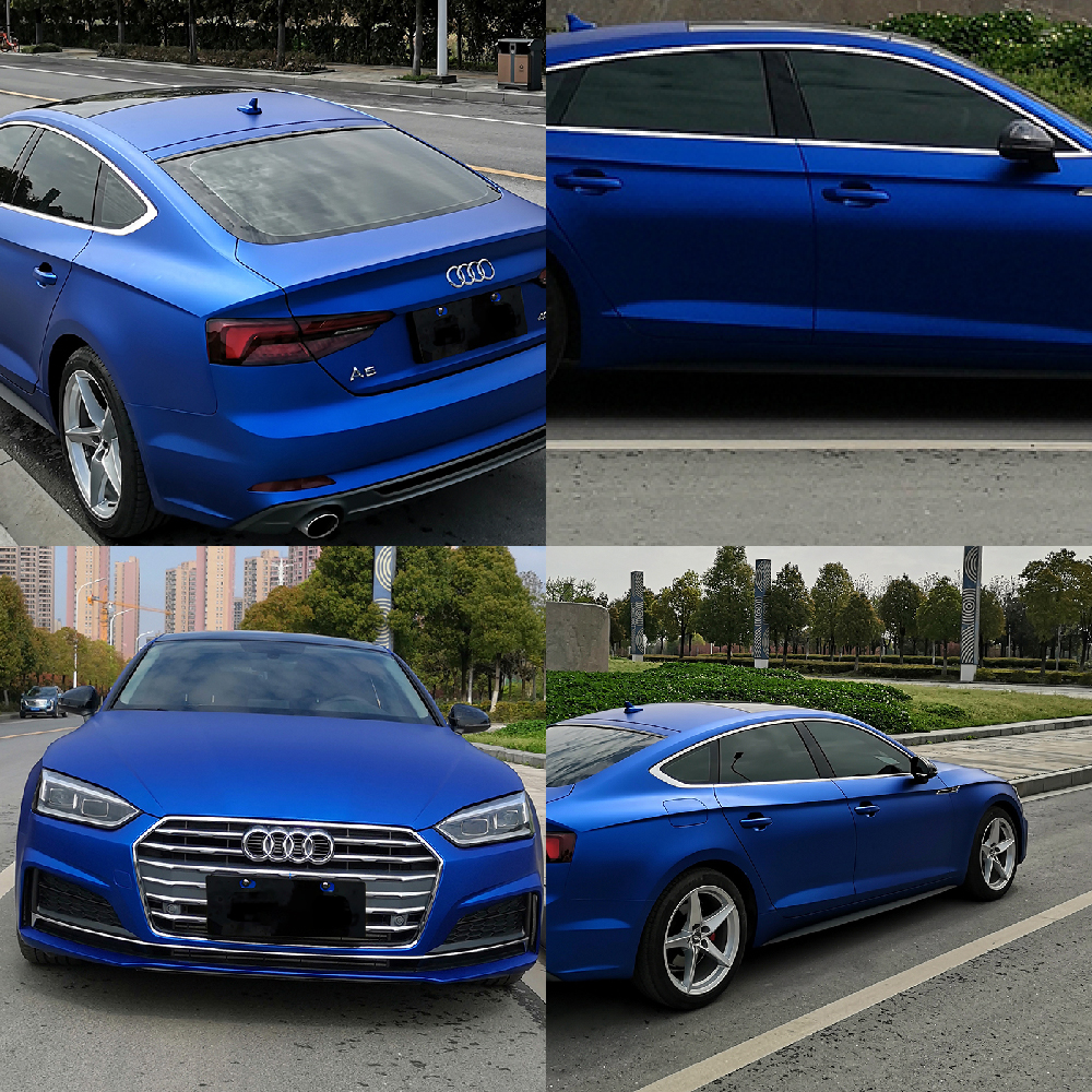 Матовая синяя декоративная автомобильная пленка для автомобиля виниловая растягивающаяся автомобильная пленка