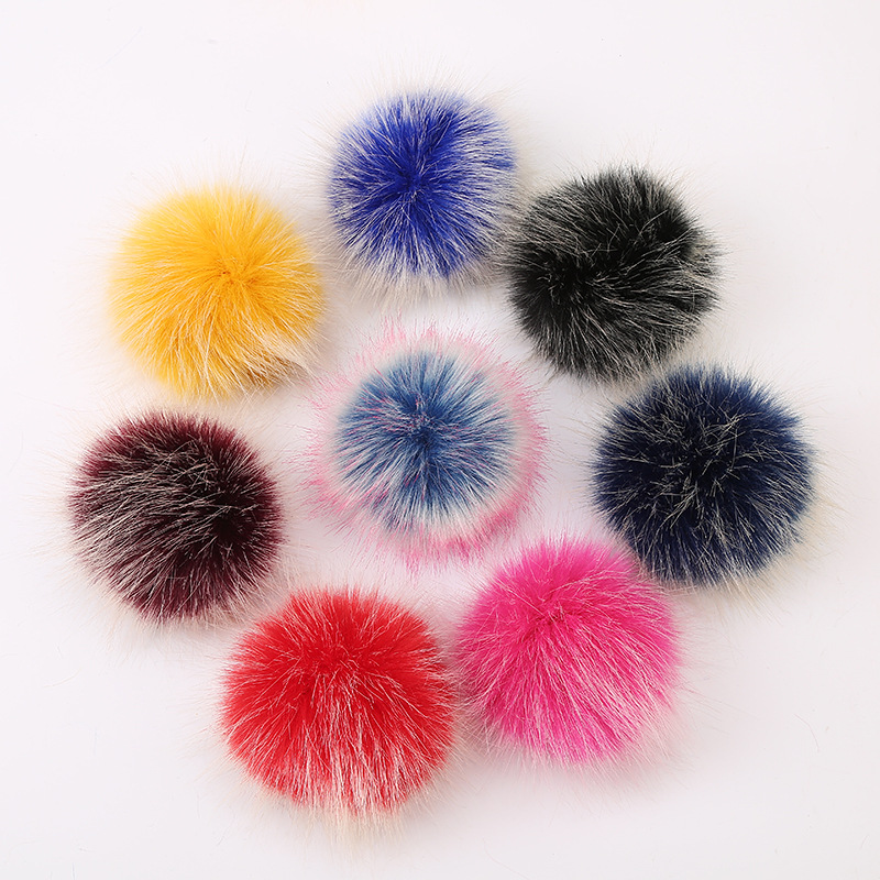 10cm Faux Fox Raccoon Fur Poms Ball rubber bands Fluffy Imitated Fur Pom with Elastic Loop for Hats Keychains Shoes Accessories