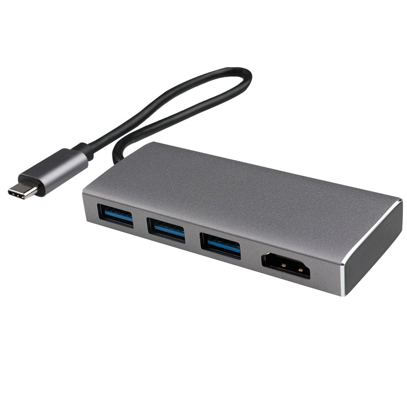 GloryMark USB Hub Type C To HDMI 4 Ports  3usb3.0   HDMI Space Gray