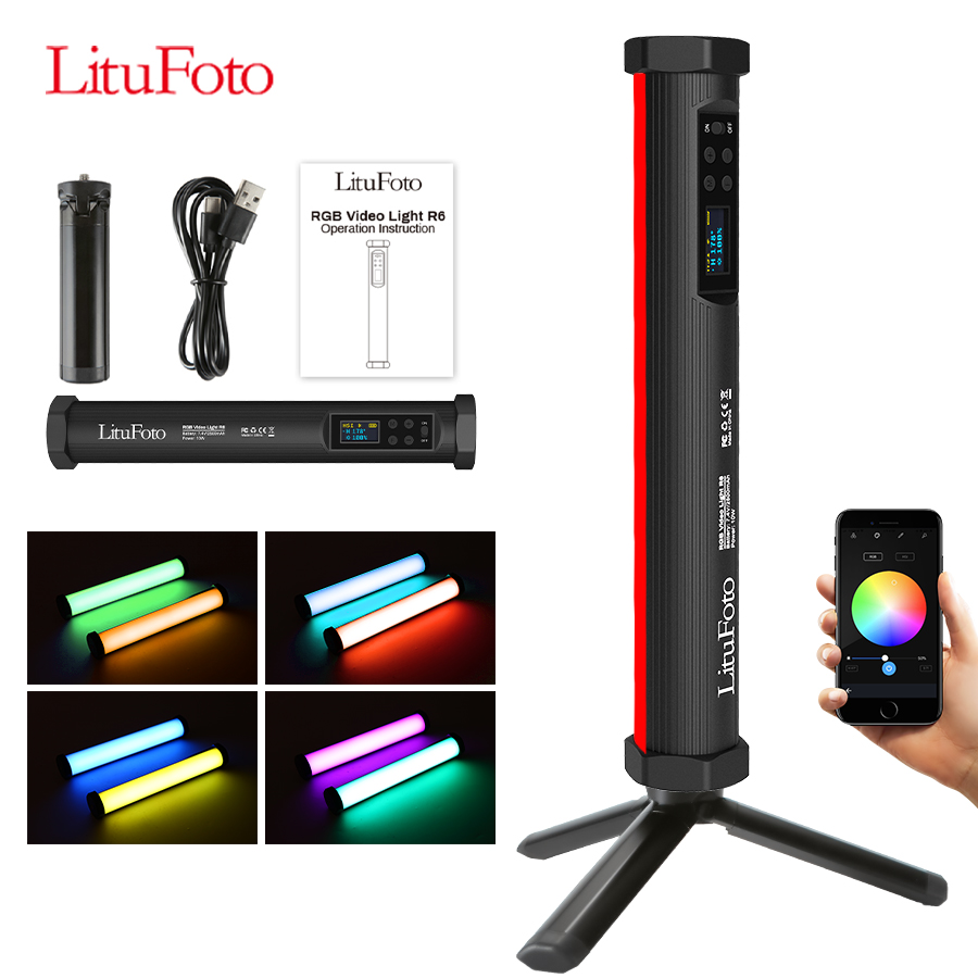 LituFoto 10W 0-360 Full Color Adjustable Wide Dimming Range RGB Tube Light