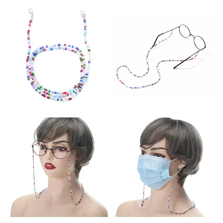 wholesale fashion women's lady OEM logo custom Eyeglasses Clip Chain Holder Strap Cord String Sunglasses Bead Chains Lanyard