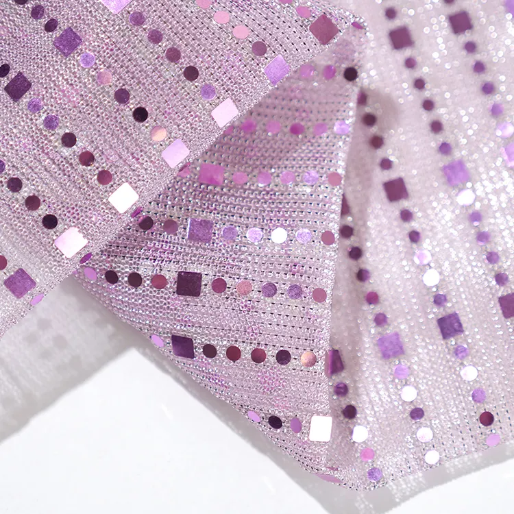 Factory Supplier Custom Fashion Design 100% Polyester Sequin Net Saree Fabric For Dress