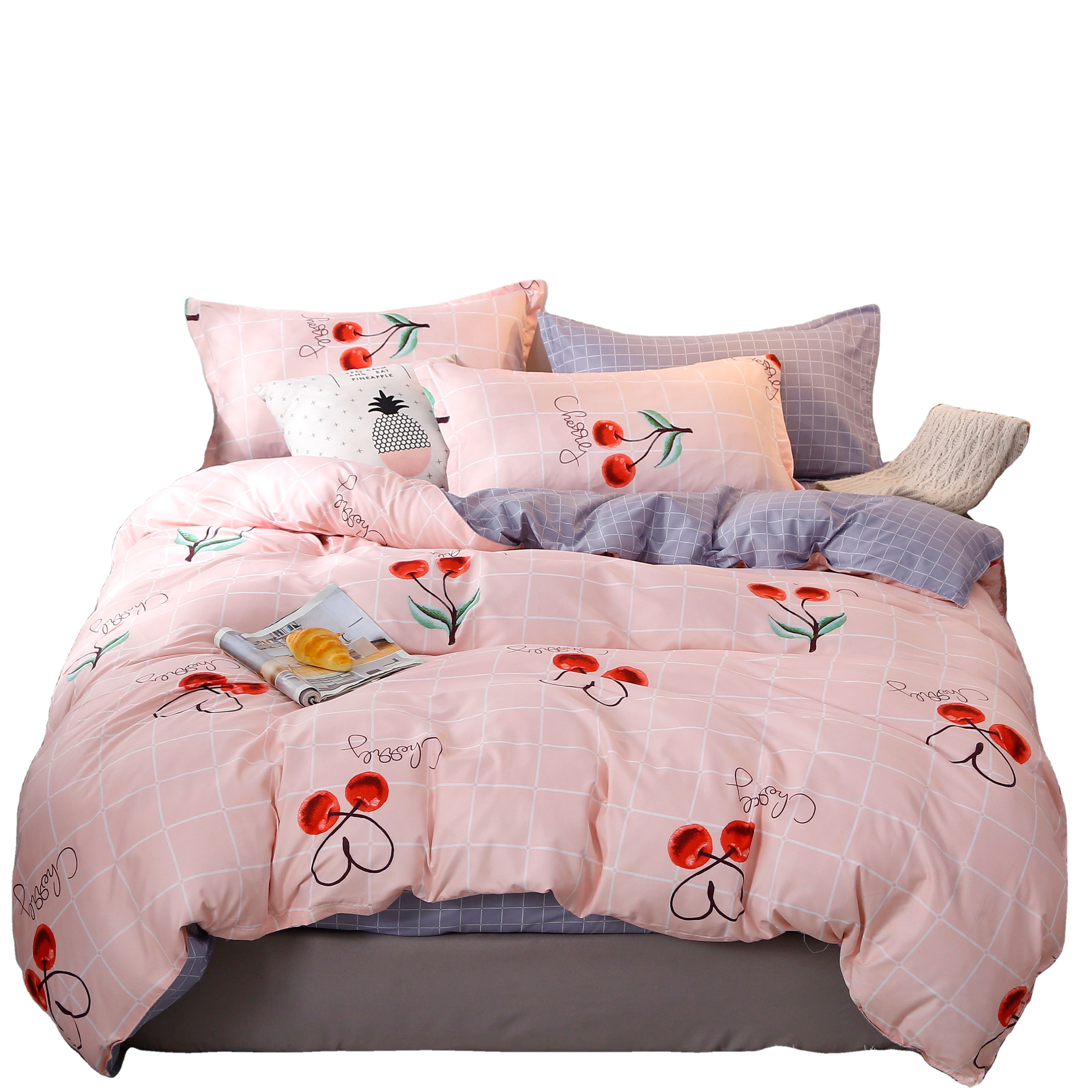 2021 new products bed spreads sheet bedding set quilt wholesale Twin size Valentine wedding Cherry