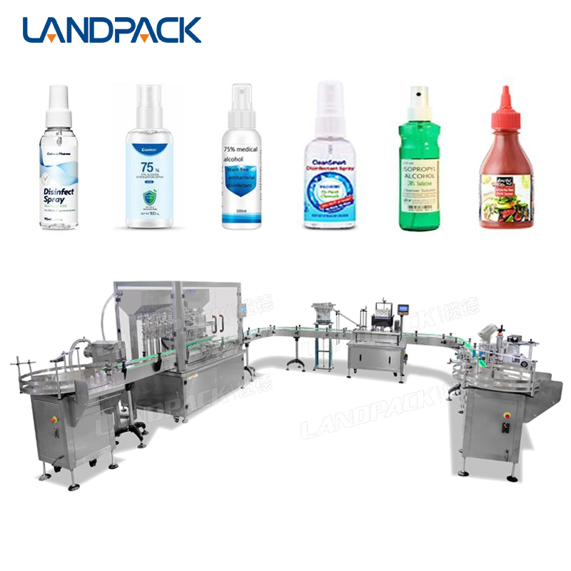 Landpack, автоматический 75% спиртовой насос, круглый распылитель, машина для розлива бутылок, производственная линия
