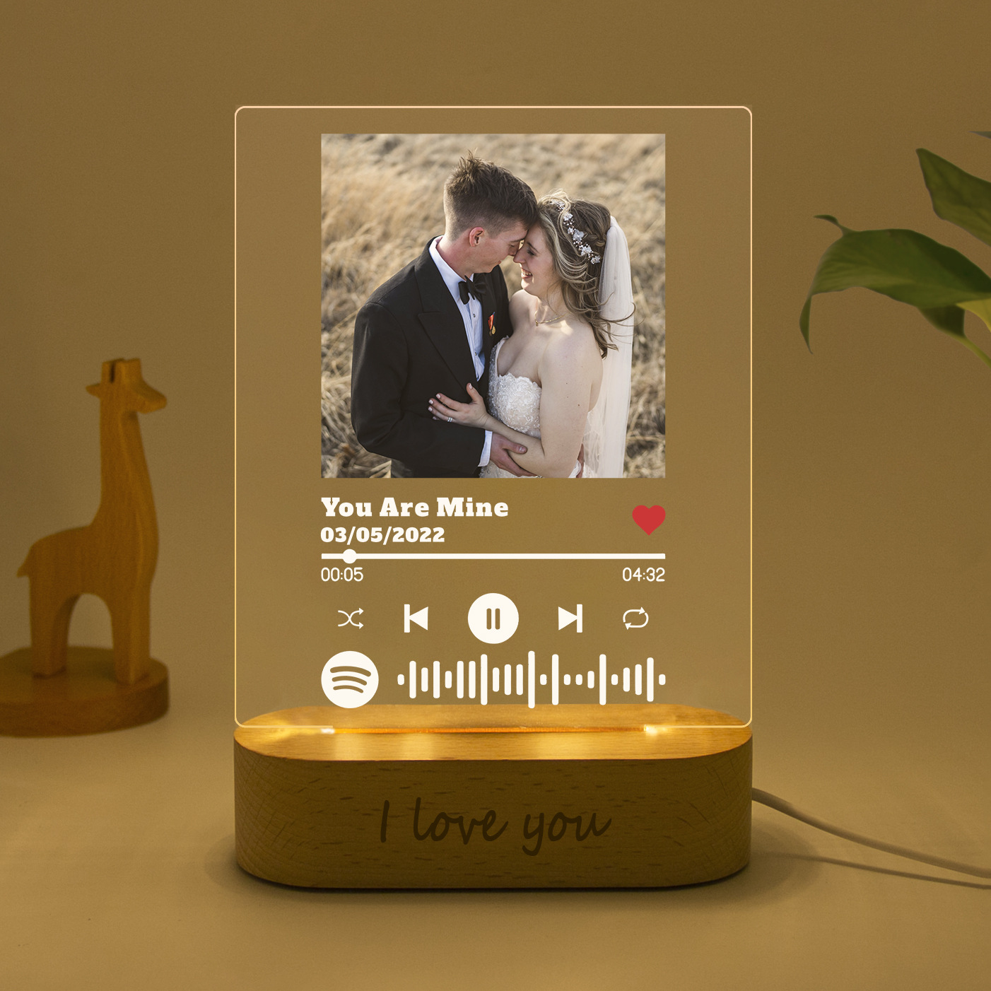 Custom Valentine's Day Gift Personalized Photo Plaque With Couple Names Night Lamp Anniversary Romantic Gifts Wedding Gift