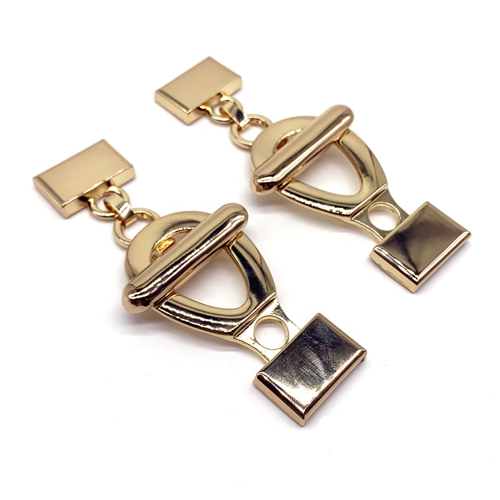 Fashion Fancy Wholesale Screw on Gold Color zinc alloy two pieces adjustable elastic belt interlocking joint buckle