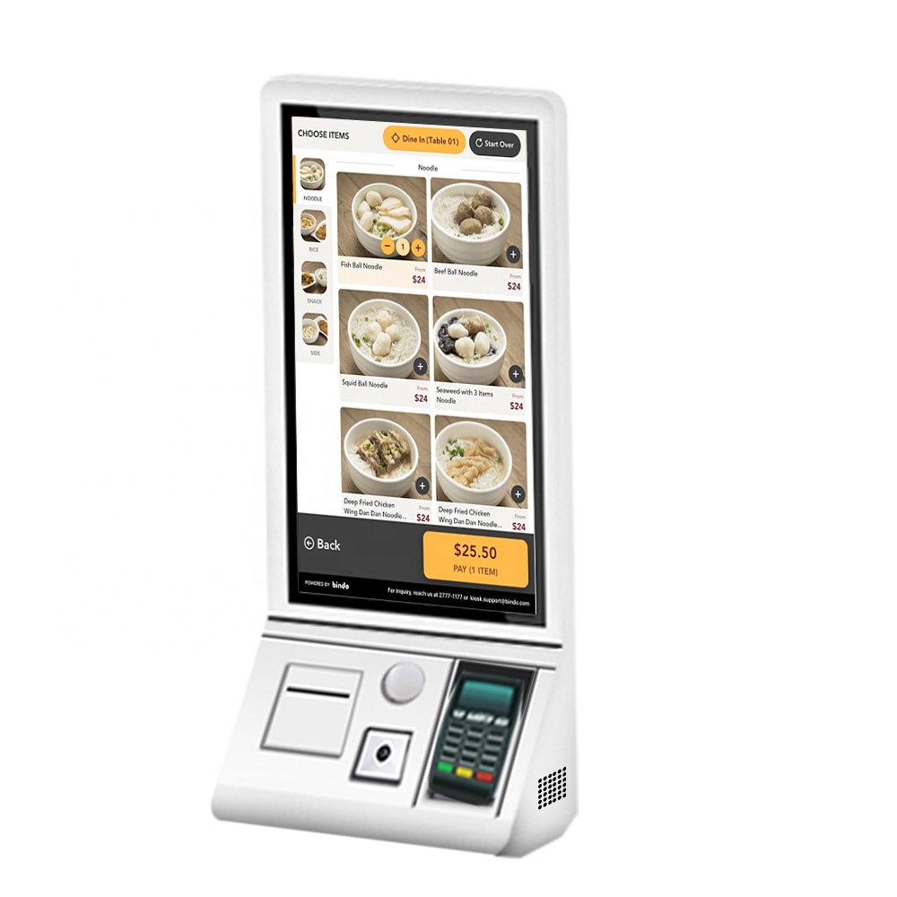 24inch Self Ordering Device with POS QR Code Scanner and Printer Self Payment Touch Kiosk Smart Retail Terminal