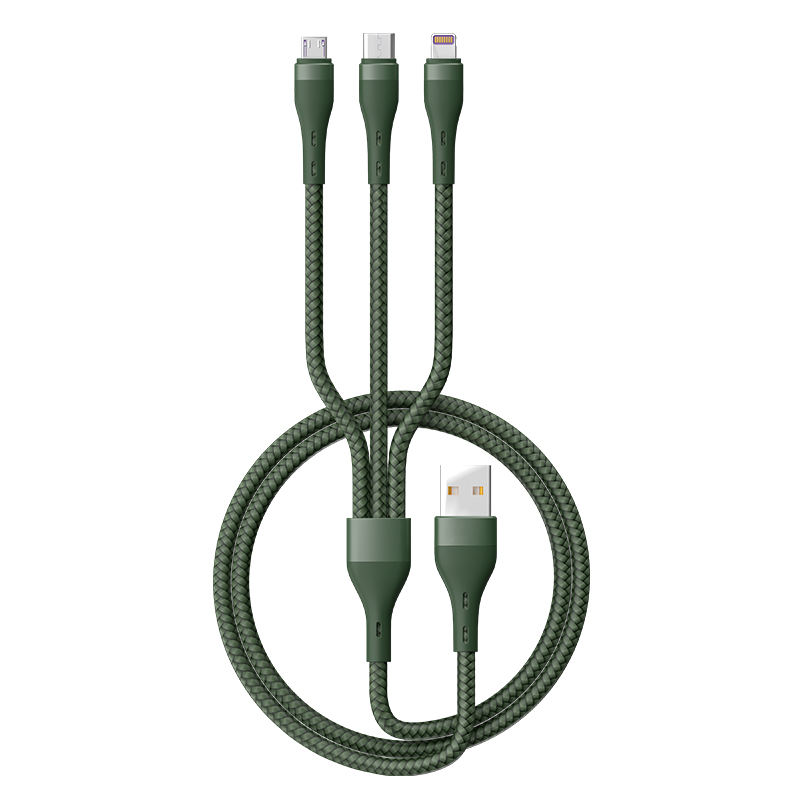 Usb-кабель QC3.0 PD65W 5A 3 в 1, кабель для передачи данных мобильного телефона с нейлоновой оплеткой