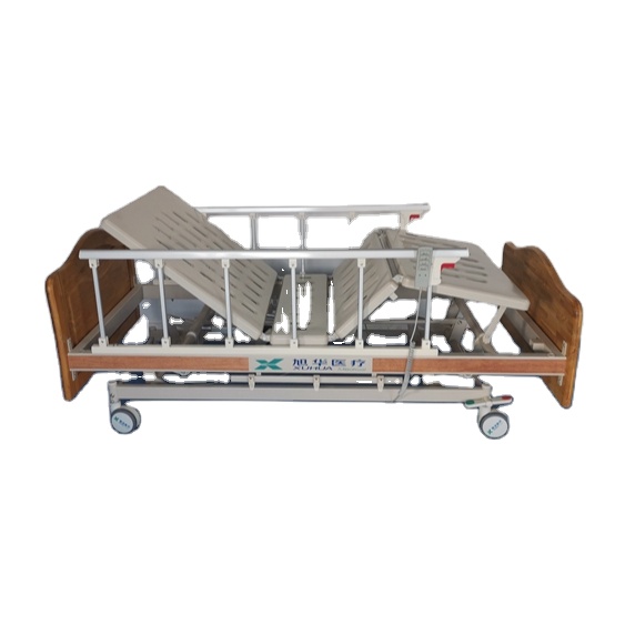 Electric Five Function wooden Homecare bed, hospital Bed with wooden bed head and foot boards