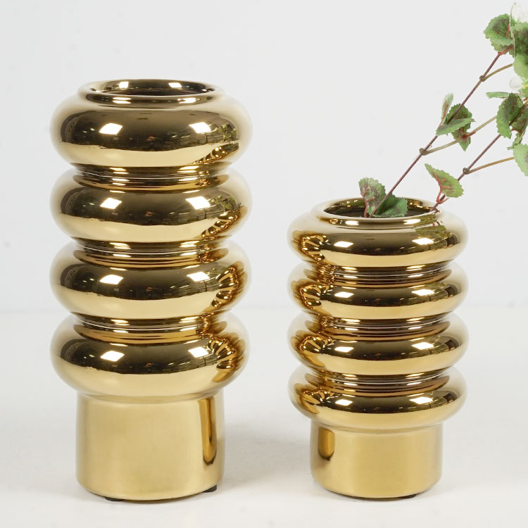 Hotel wedding home luxury design decorative ornament flower vase gold ceramic and porcelain vases for home decor flower