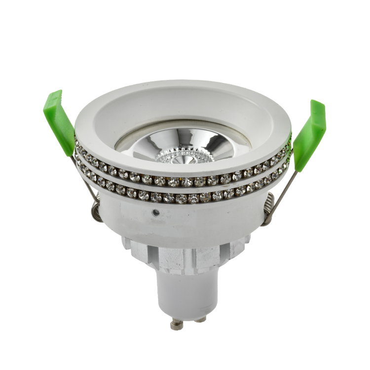 High Quality Recessed Round crystal Spot Light Fittings Adjustable Led GU10 MR16 Downlight Housing