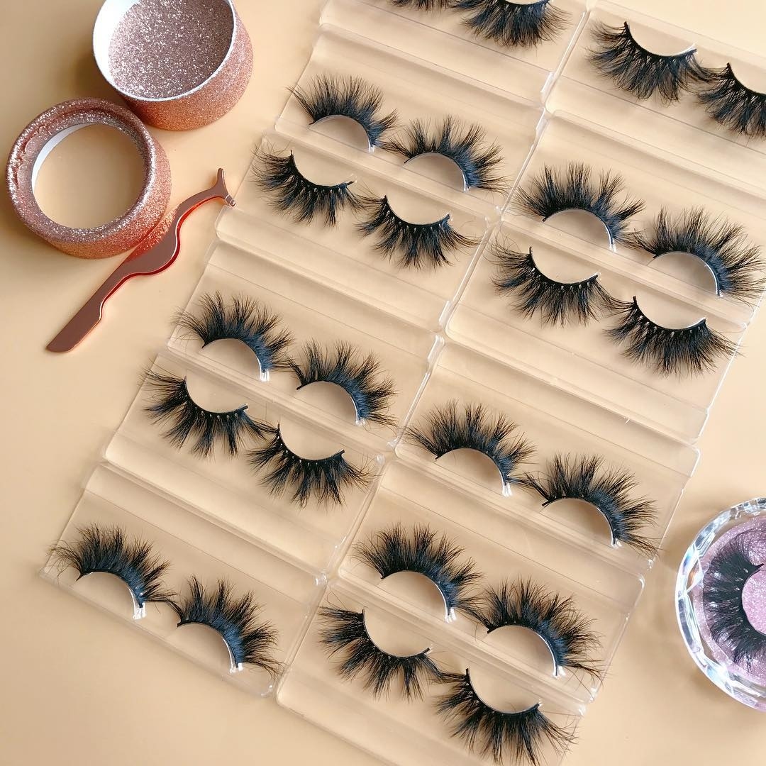 Factory wholesale 3d real mink lashes with customize box hot sale 25mm mink eyelash vendor customized box
