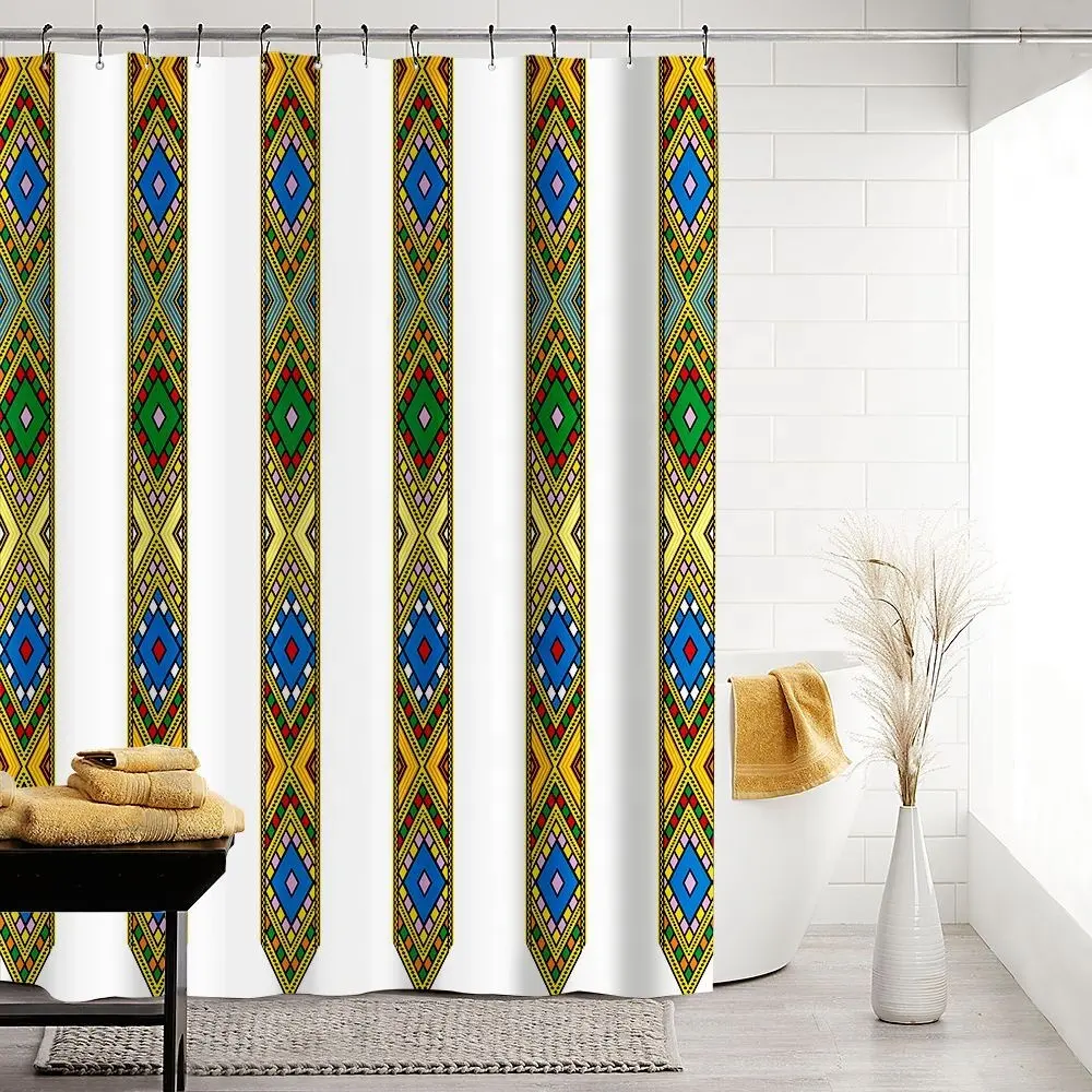 Bindi Amazon Hot Sale Ethiopian Traditional Saba Telet Custom Shower Curtain For Bathroom