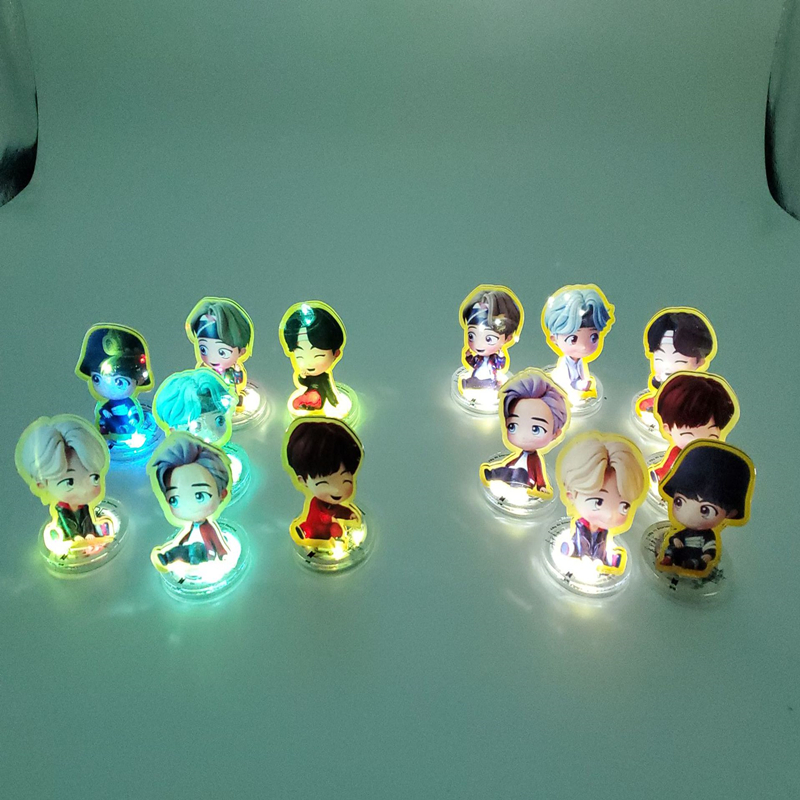 Оптовая продажа, Kpop Bangtan Boys Tinytan Flash, ПВХ акриловая подставка, Ночной светильник, Настольная мини-лампа