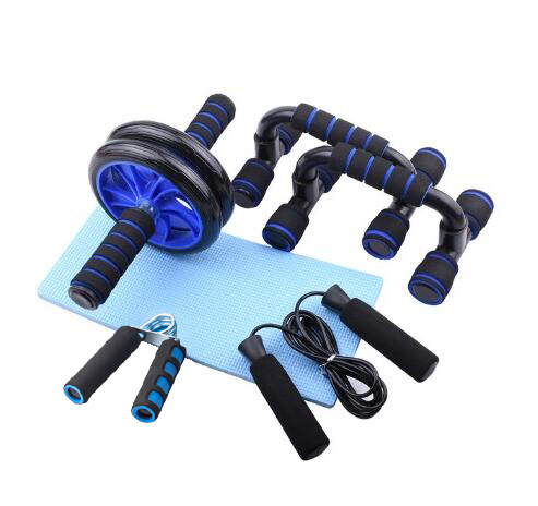 6 Pcs Fitness Exercise Set Hand Gripper Jump Rope Push-Up Bar Knee Pad Perfect Daily Home Set