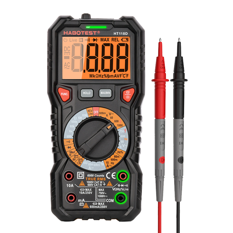 HABOTEST HT118 Series HT118D Professional Digital Multimeter 6000 Analog Tester True RMS Multimetro Diode Capacitor Testers