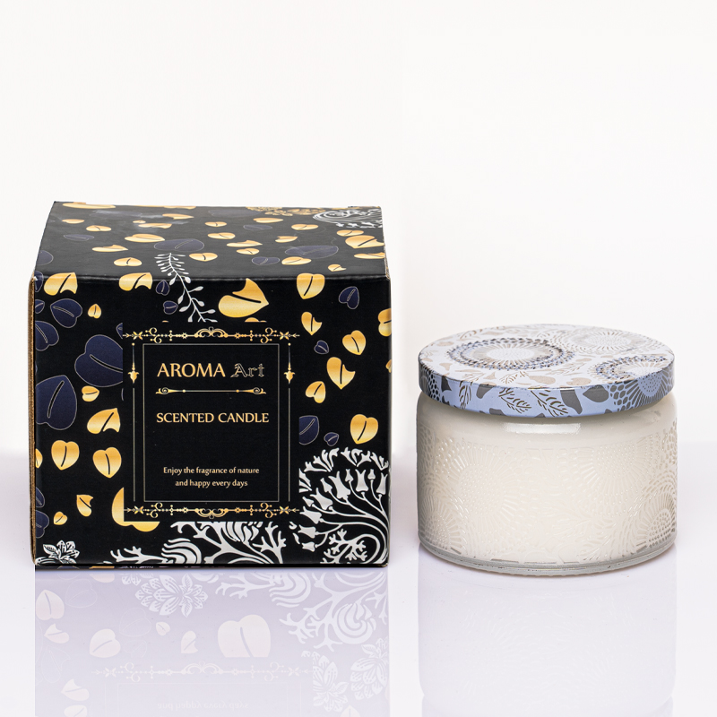 Glass jar candle small carved glass scented candle luxury private label candle