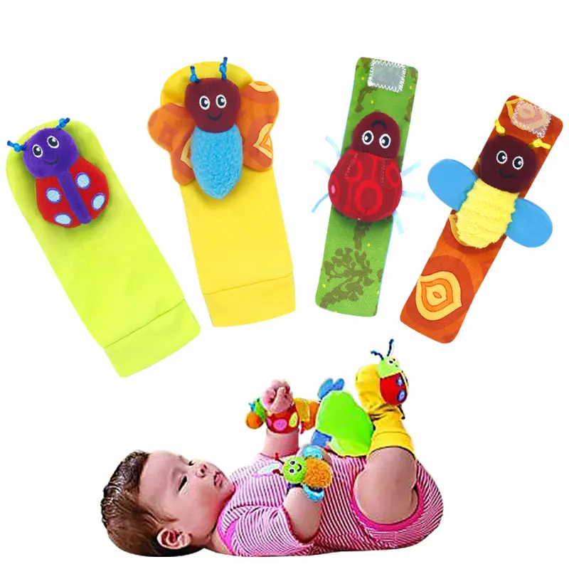 Cute Animal Soft Baby Socks Toys Wrist Rattles and Foot Finders for Fun animals