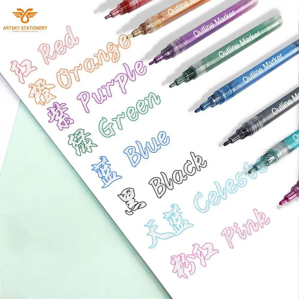 Double Line Pen Fluorescent Glitter  Outline Pen Stationery for Card Making  Birthday Greeting Scrap Booking Painting Marker Pen