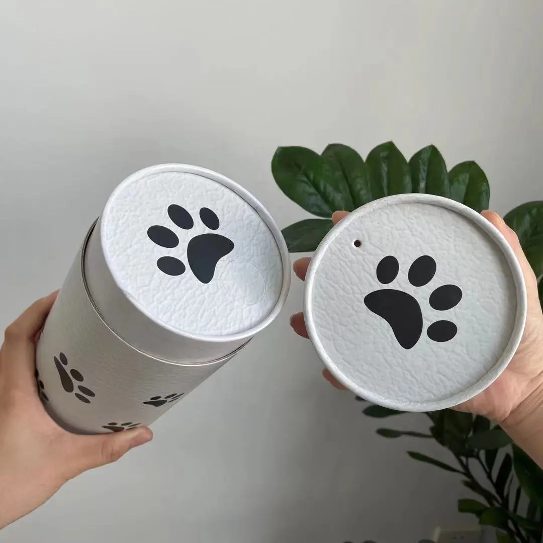 Paper scattering tube cat paw print biodegradable urns ashes cremation box for water burial
