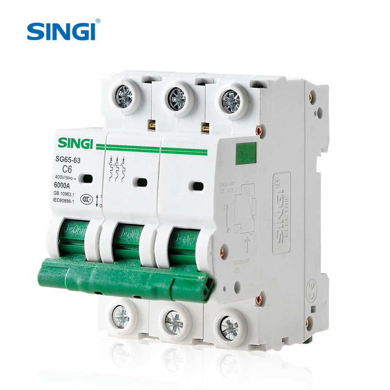 Singi SG65-63 3P Горячая Распродажа 6ka Электрический 3-полюсный MCB 63A AC мини автоматический выключатель