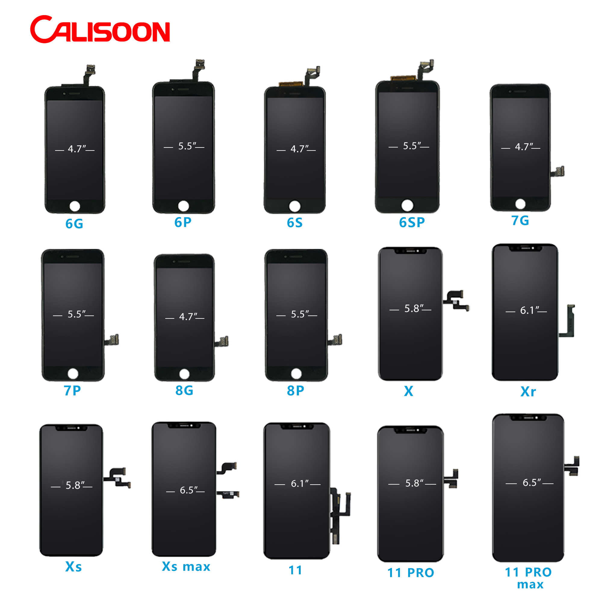 ЖК-дисплей Calisoon для мобильного телефона IPhone 6, 6s, 7, 8 plus, x, xr, xs, 11 pro max, Мобильный ЖК-дисплей, сенсорный экран для iphone