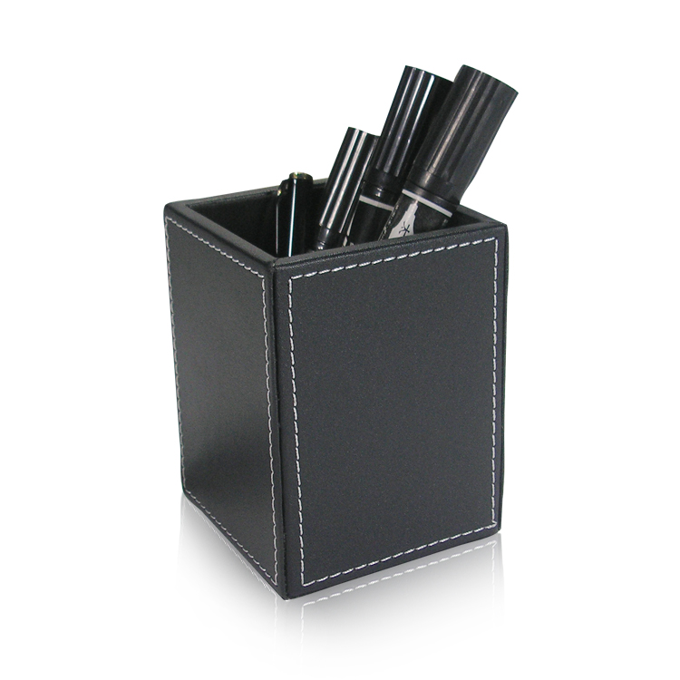leather pencil holder custom office desktop pen holder cosmetic brush holder Storage