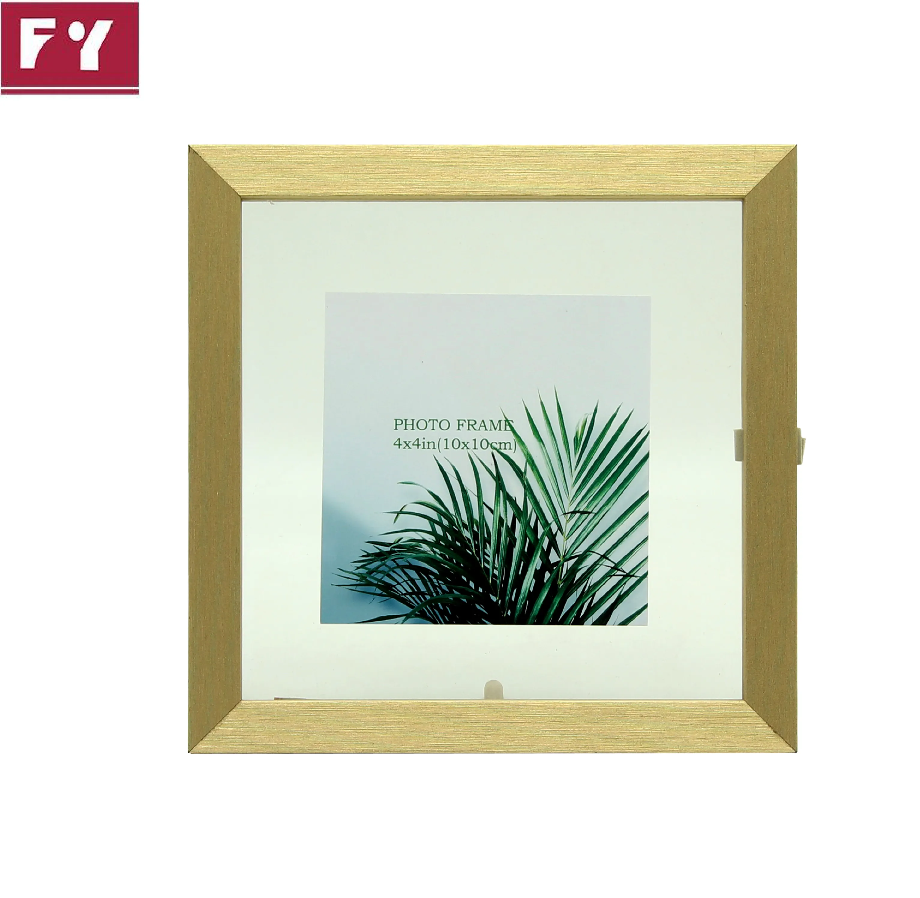 Hot Selling Square picture golden color double glass floating photo frame on table display 201P1618FLT1818-G