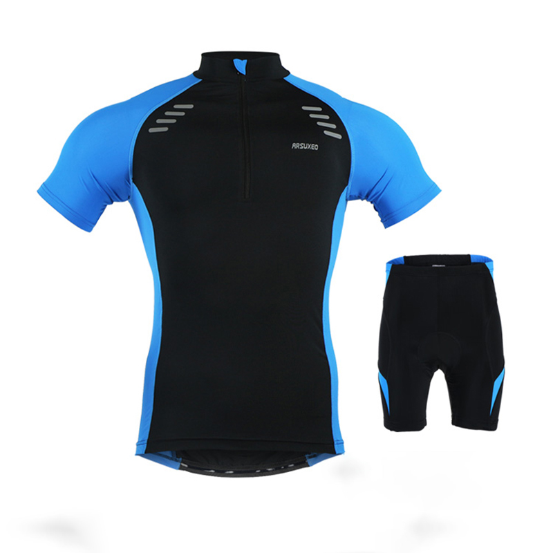 Custom Cycling Clothing Men MTB Bike Clothing Breathable Black Bicycle Wear Short Sleeve Cycling Jersey Sets Gel Padded Shorts