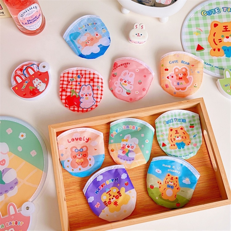 2023 New creative cartoon cute kids foldable plastic mini portable hand fan