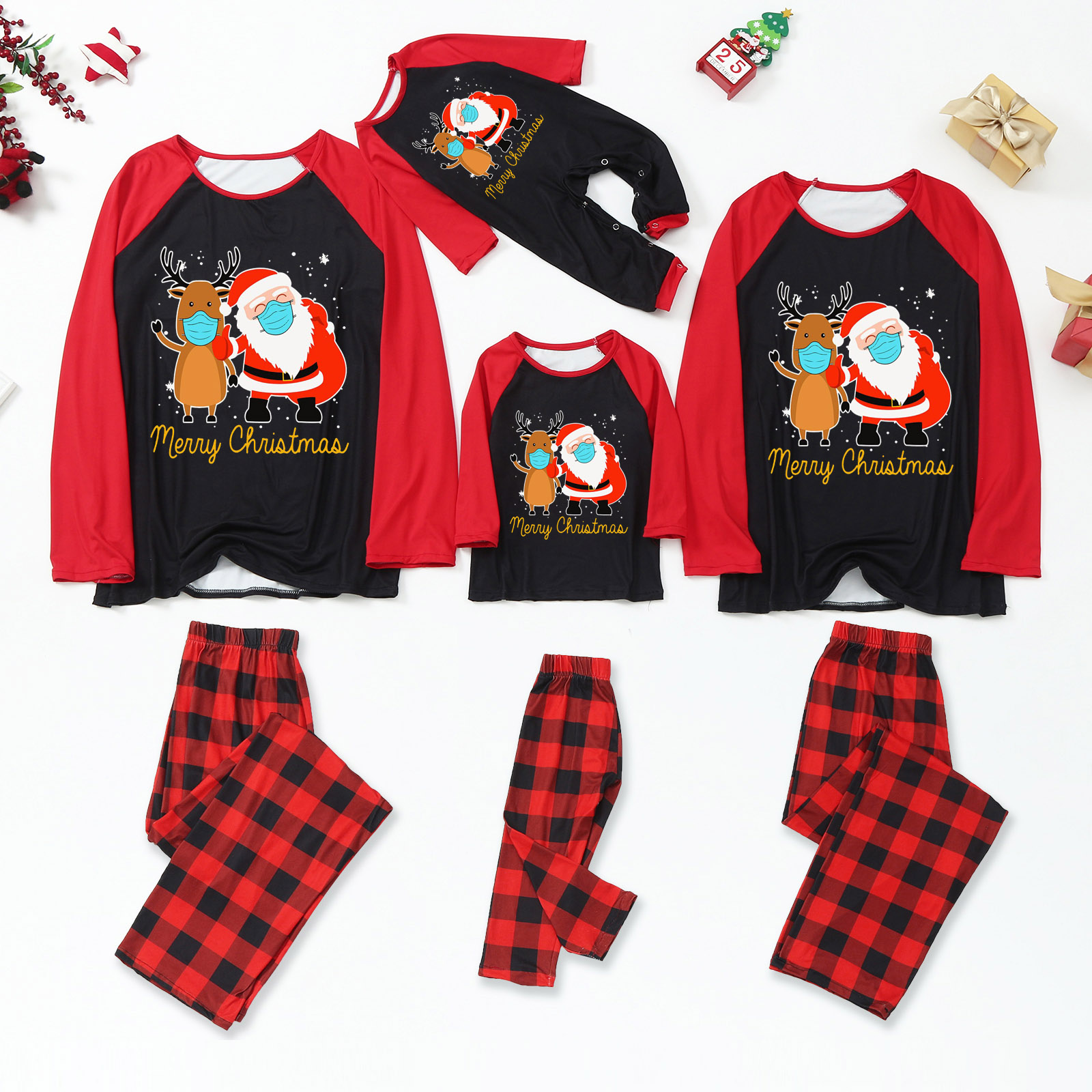 High Quality Matching Family Christmas Cotton Pajamas Set Sleepwear Pajamas Set for Women/Men/Boys/Girls