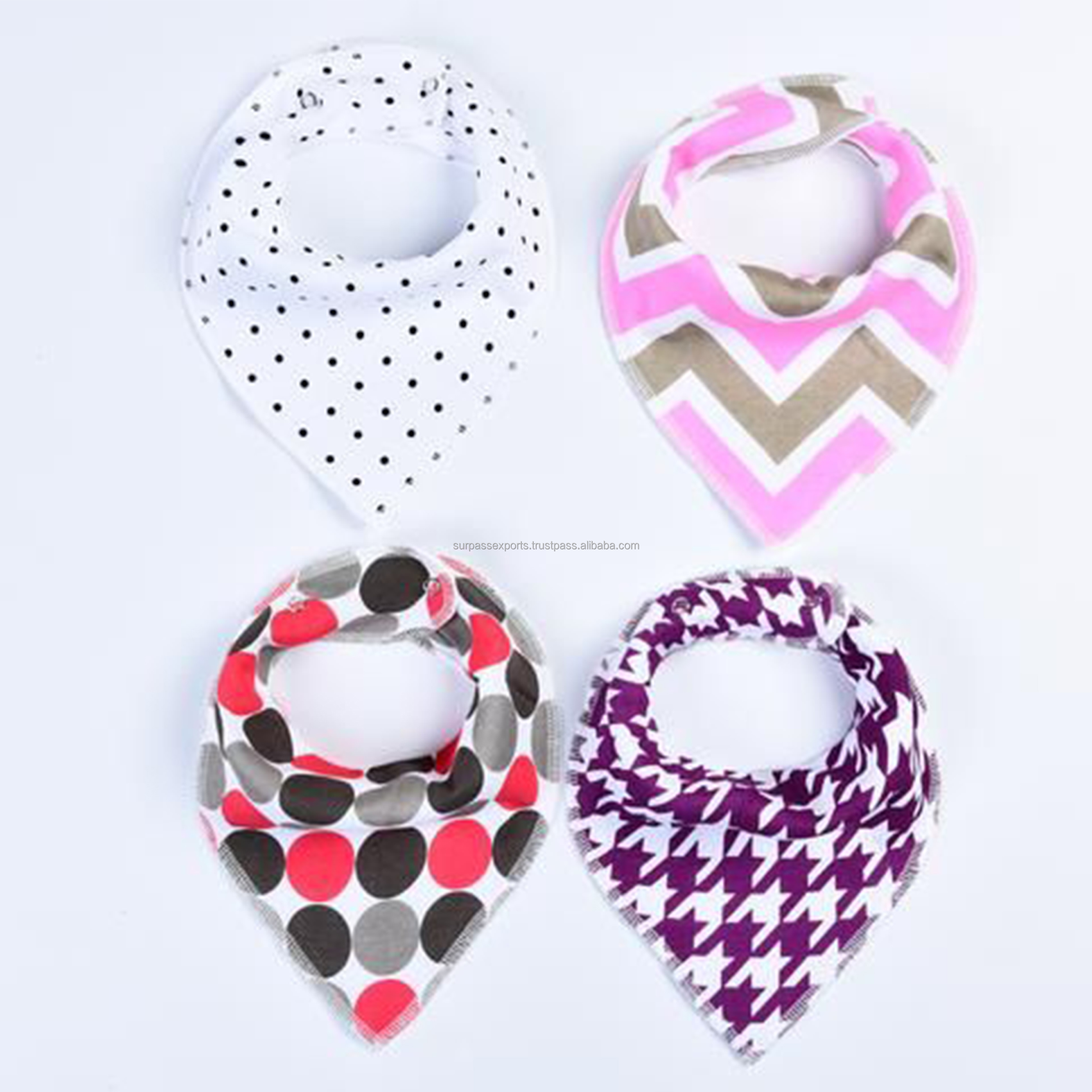 Wide range of organic cotton bandana baby bibs in different prints